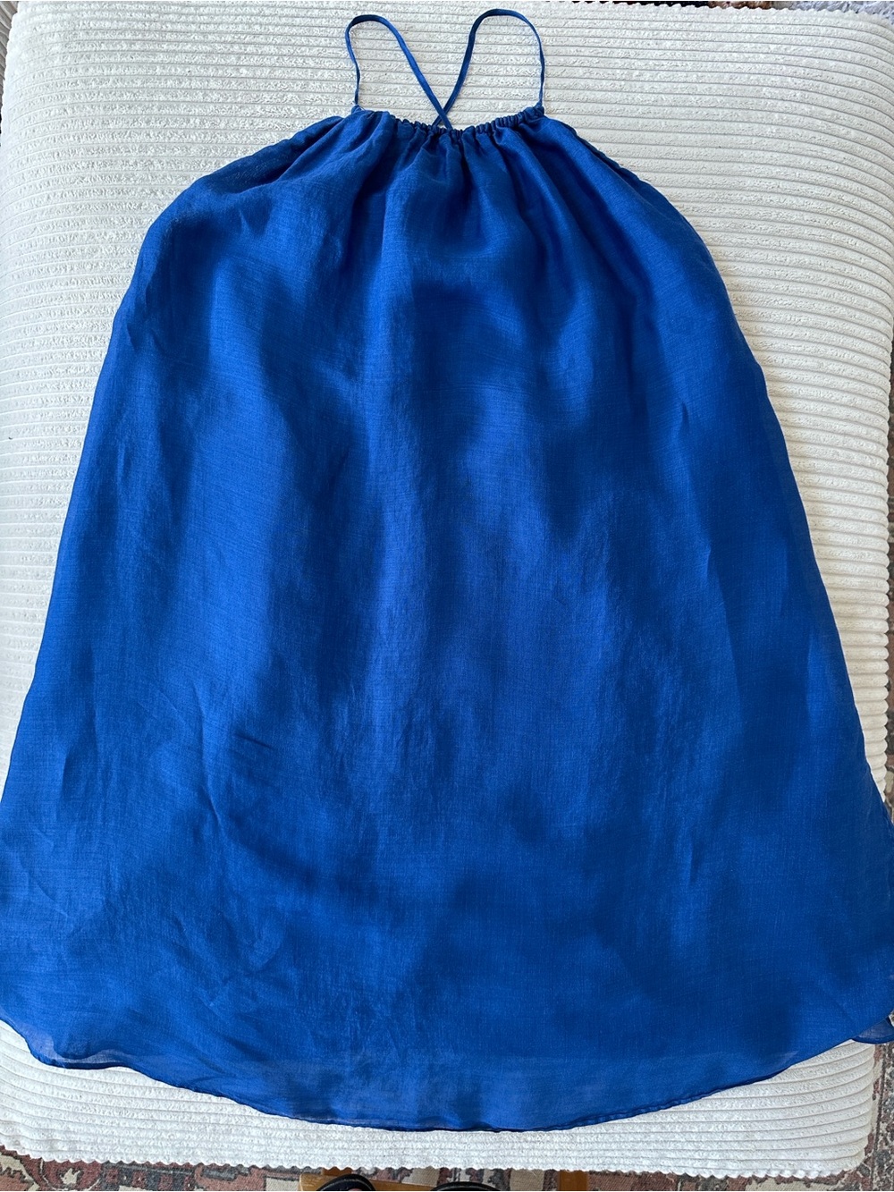 Banana Republic Ramie Royal Blue Backless Spaghetti Halter Dress in Size XS